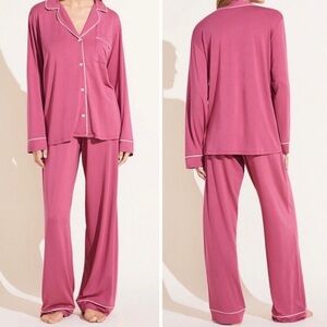 Eberjey Gisele Long Pajama Set Raspberry/Ivory (Size L)